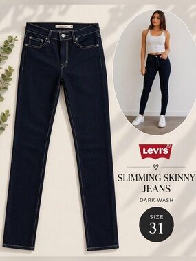 Levi’s Slimming Skinny Jeans Dark Wash Size 31 High Rise Stretch Denim